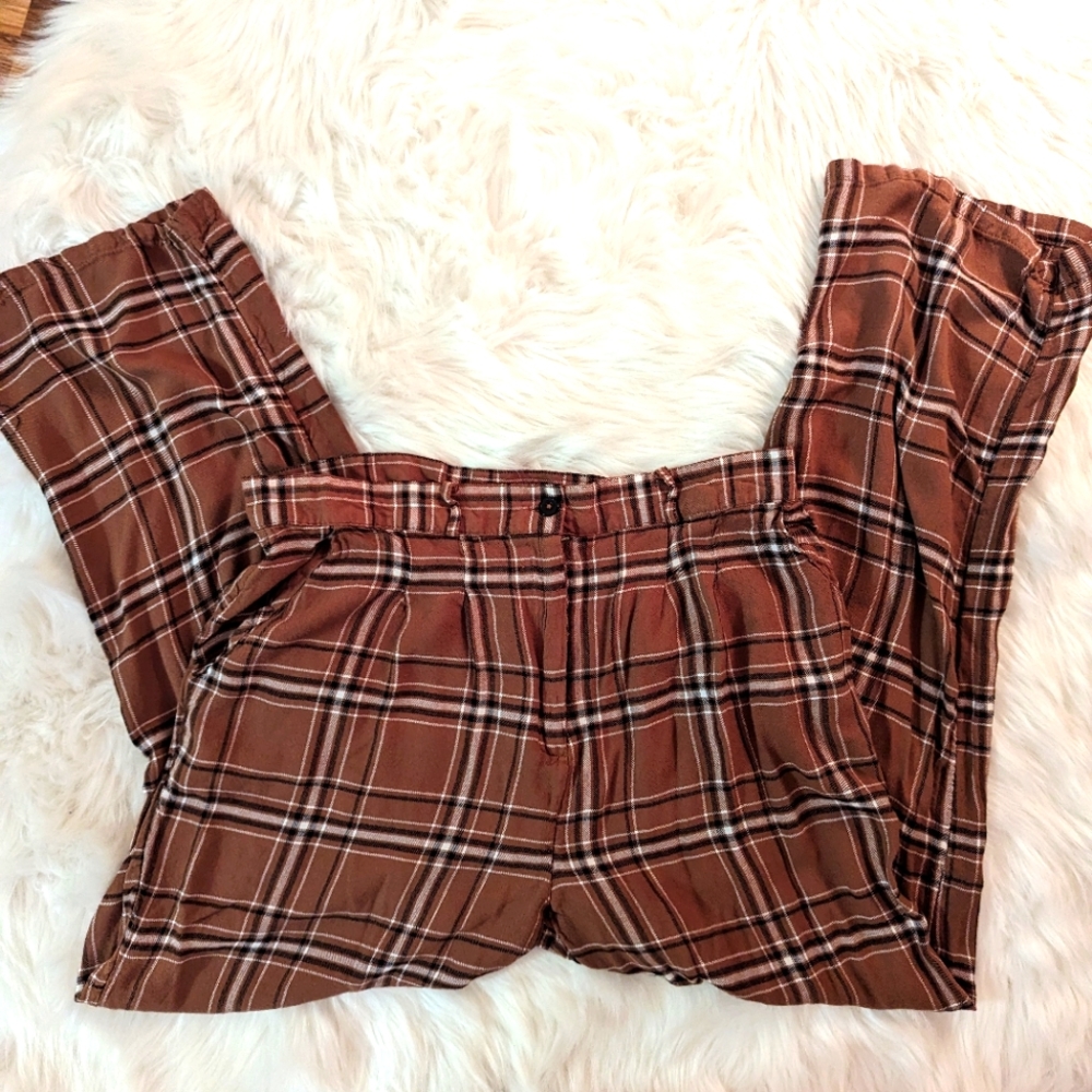 Juniors size XL‎ lightweight plaid wide leg pants